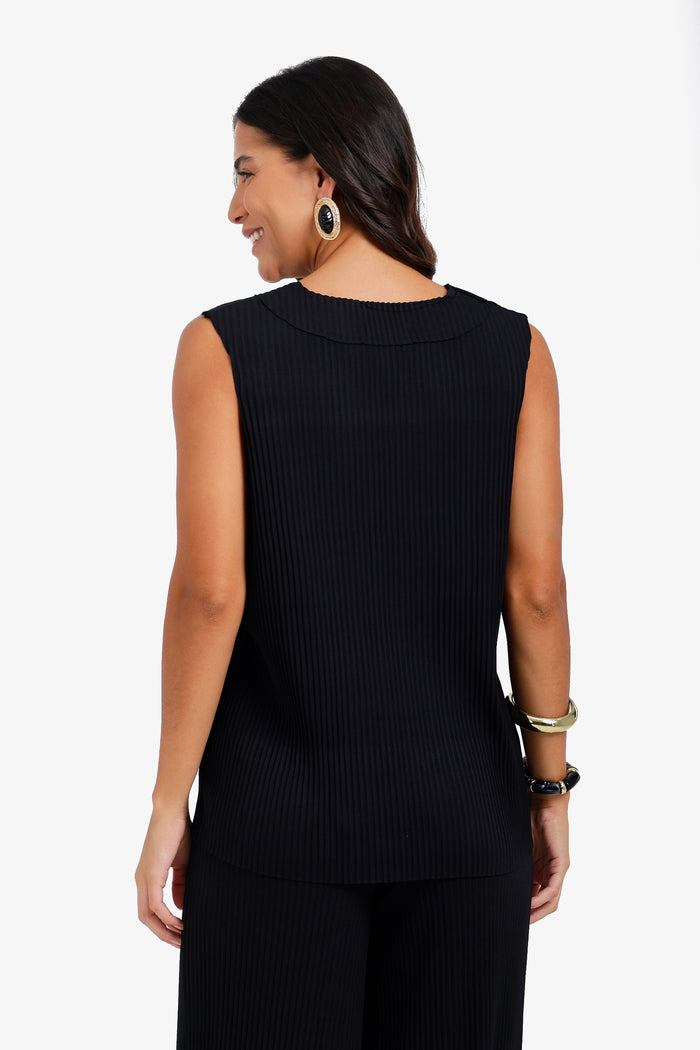Ribbed V-Neck Blouse