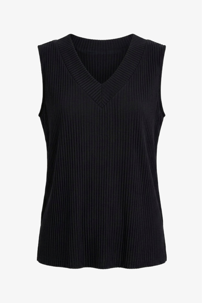 Ribbed V-Neck Blouse