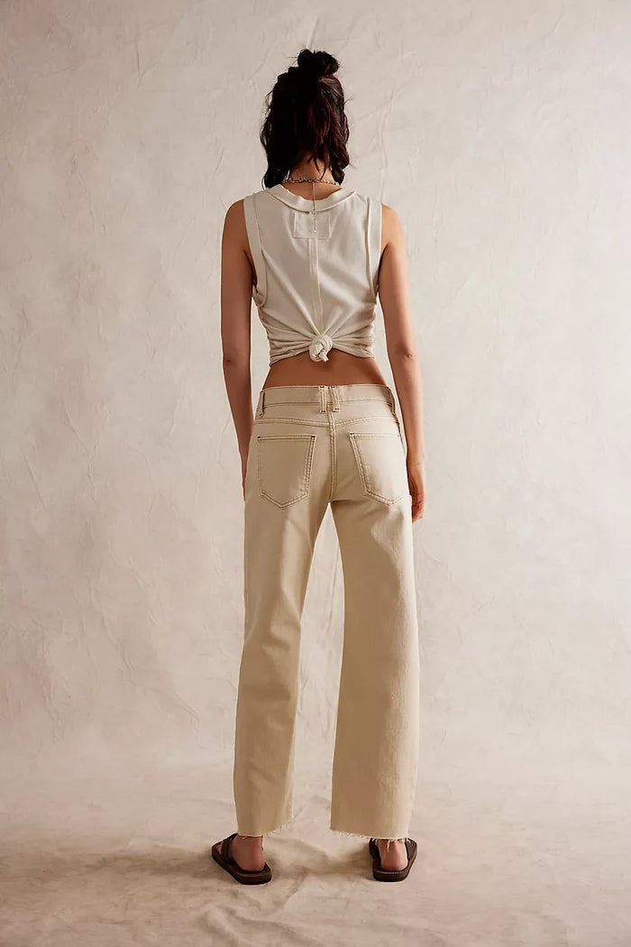 Risk Taker Mid-Rise Jeans - Ecru FREE PEOPLE