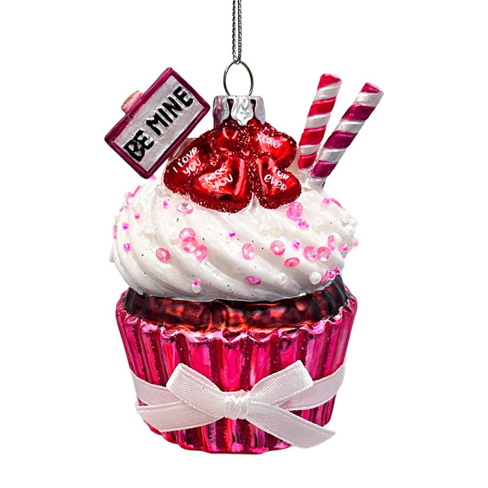 Romantic Cupcake Glass Ornament, Romantic Keepsake Christmas Decor Glass Ornament OrnamentallyYou