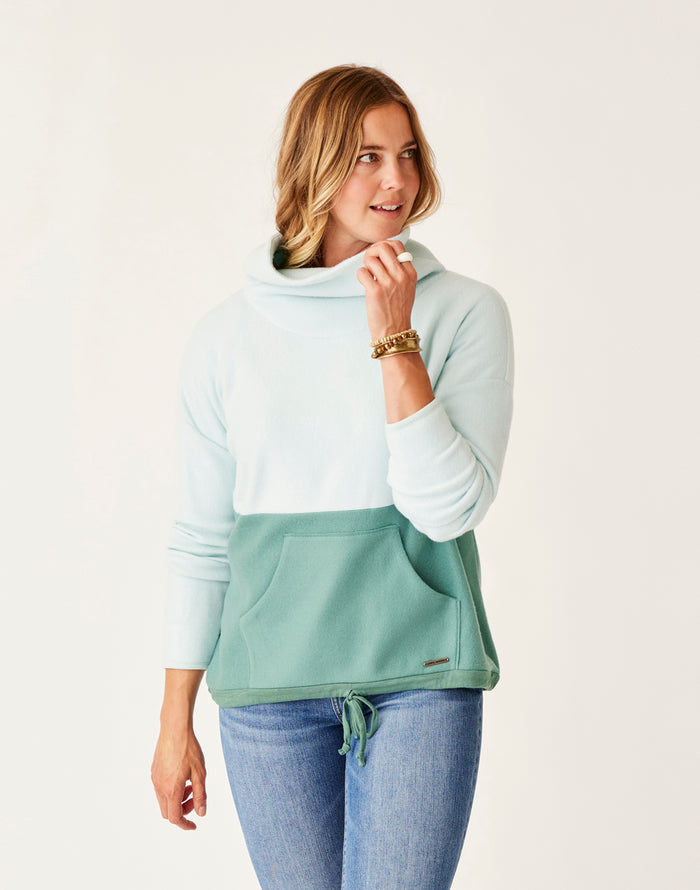 Rowayton Colorblock Cowl: Ice w. Forest - FINAL SALE