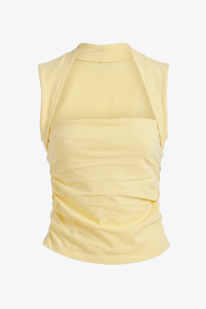 Ruched Cutout Neck Top