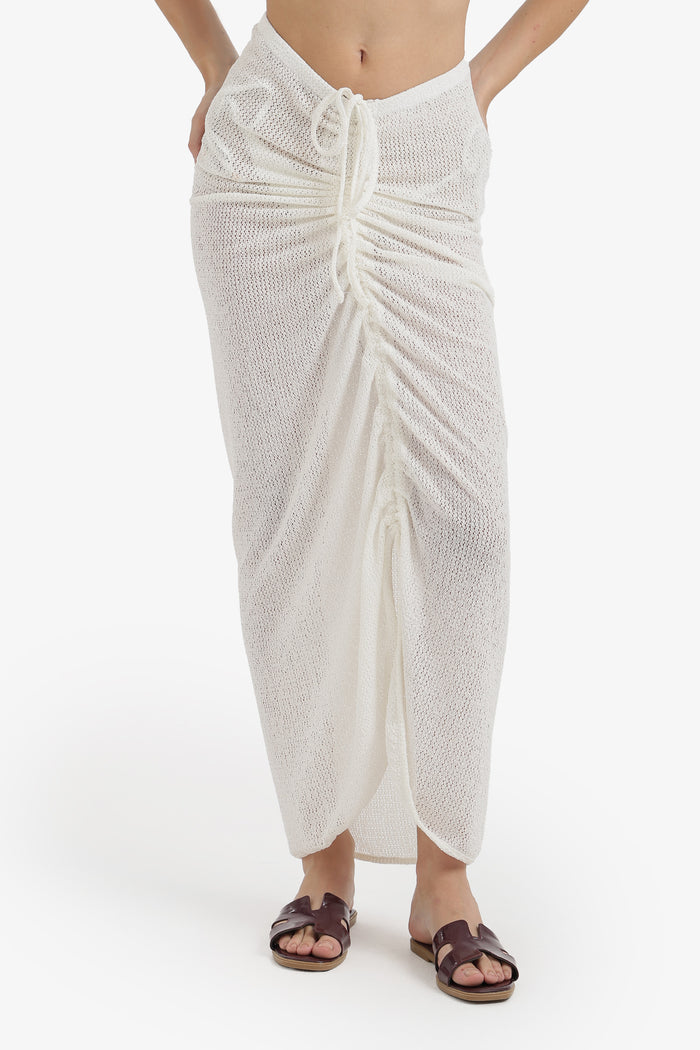 Ruched Maxi Beach Skirt