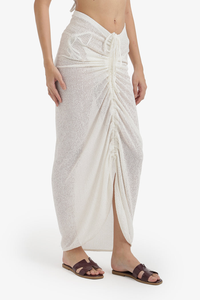 Ruched Maxi Beach Skirt