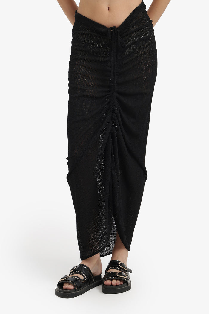 Ruched Maxi Beach Skirt