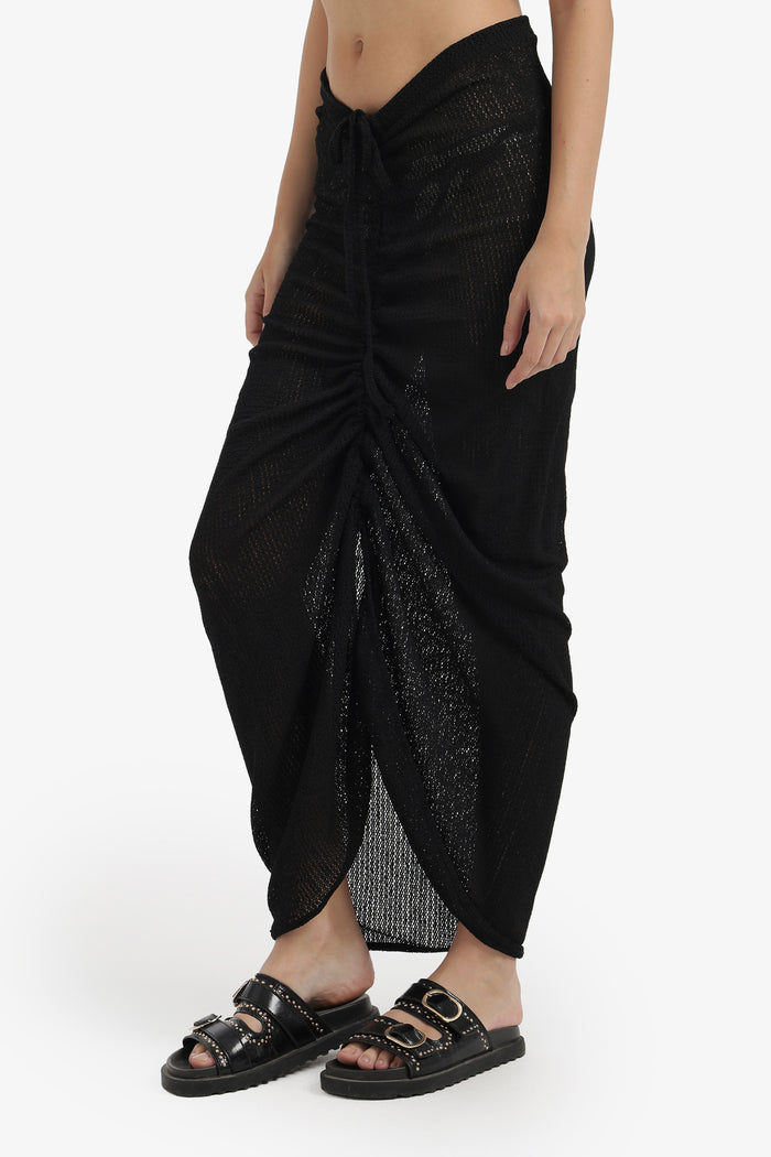 Ruched Maxi Beach Skirt