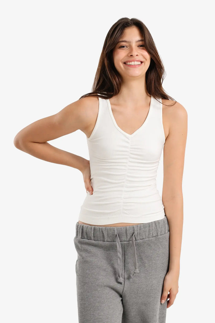 Ruched V-Neck Top