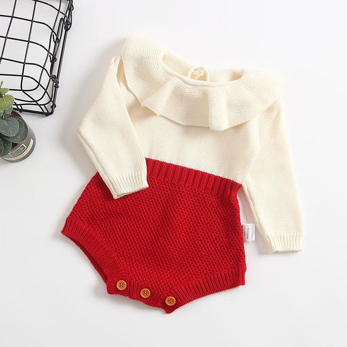 Ruffle Collar Girls Knit-Romper romper Yo Baby India