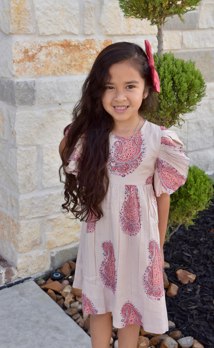 Ruffle Sleeves Shift Dress With Belt-Tie Dress Yo Baby Wholesale