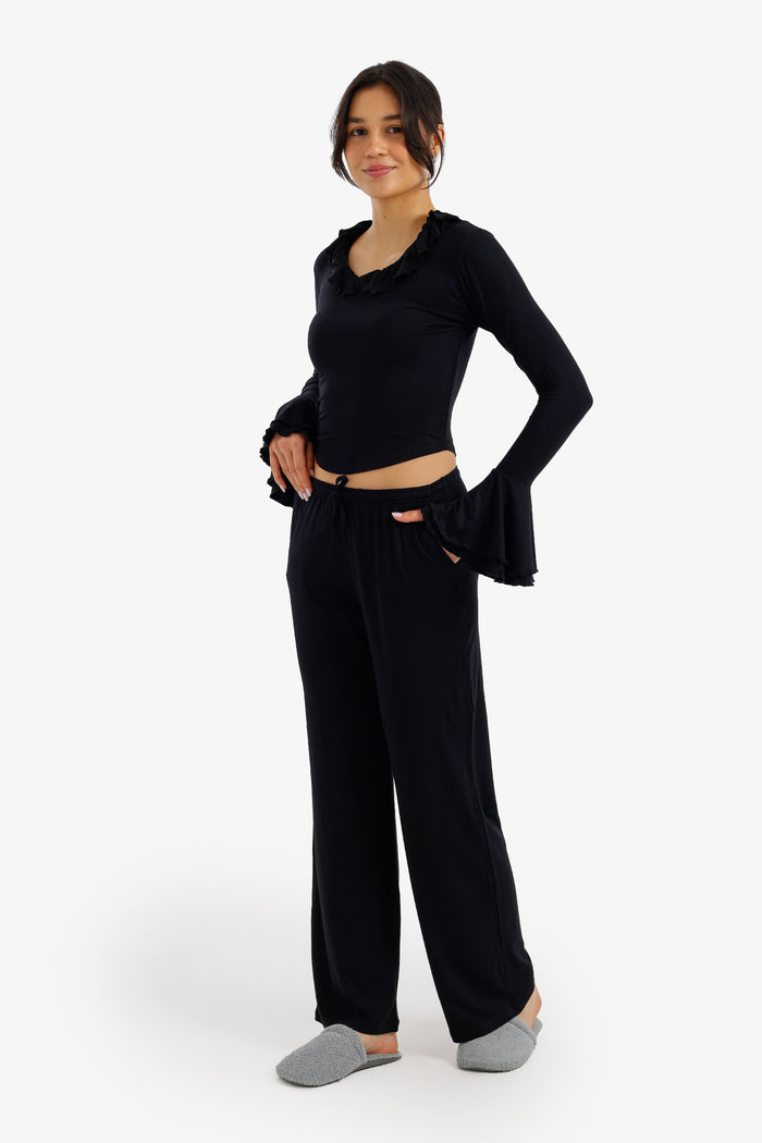 Ruffle-Trim Pyjama Set