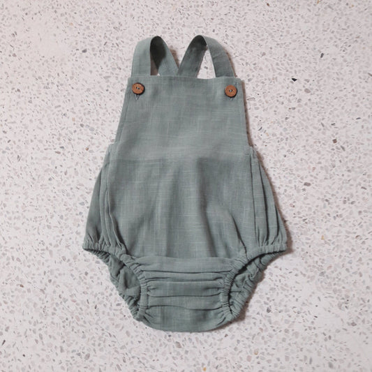 Sage Infant Cotton Romper Dress Yo Baby Wholesale