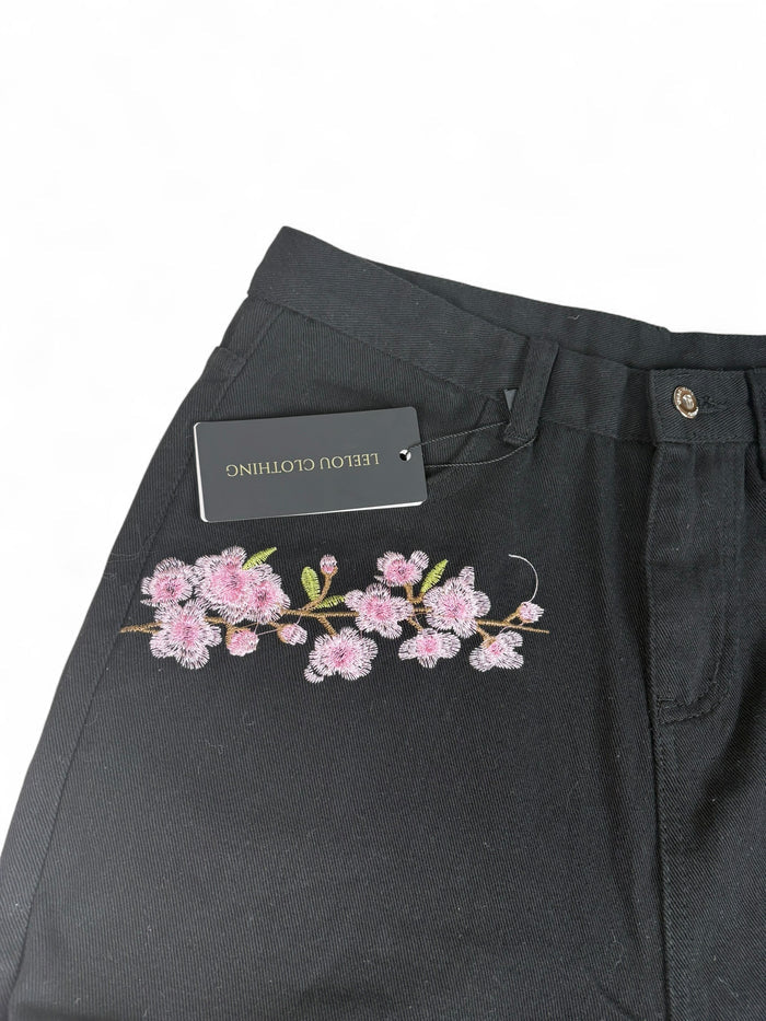 Sakura Embroidery Jeans