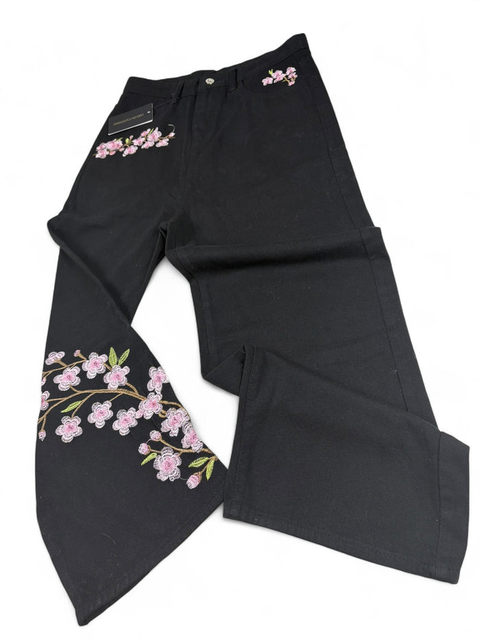 Sakura Embroidery Jeans