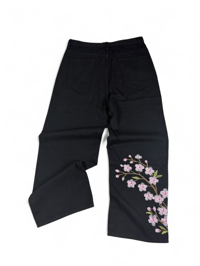 Sakura Embroidery Jeans