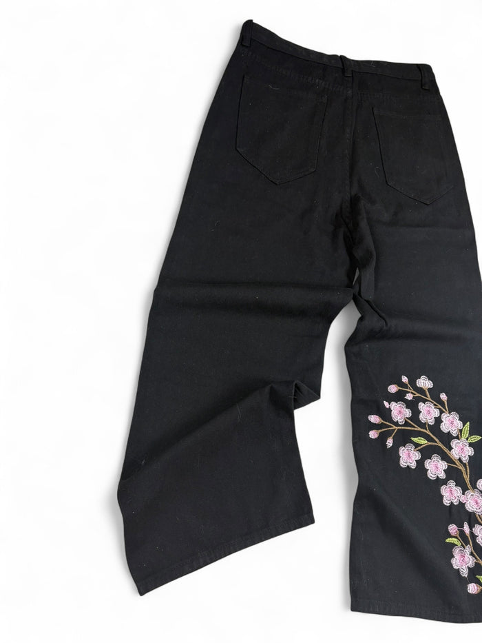 Sakura Embroidery Jeans
