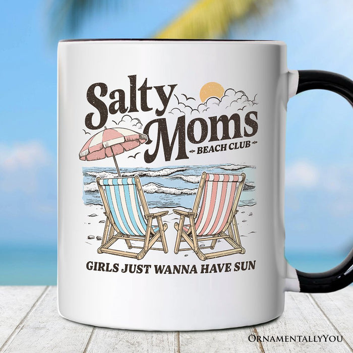 Salty Moms Beach Club Personalized Mug, Retro Summer Gift with Custom Name Personalized Ceramic Mug OrnamentallyYou