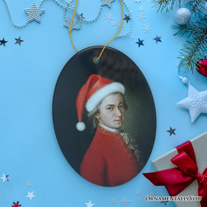 Santa Mozart Christmas Ornament, Baroque Holiday Gift for Musician Ceramic Ornament OrnamentallyYou