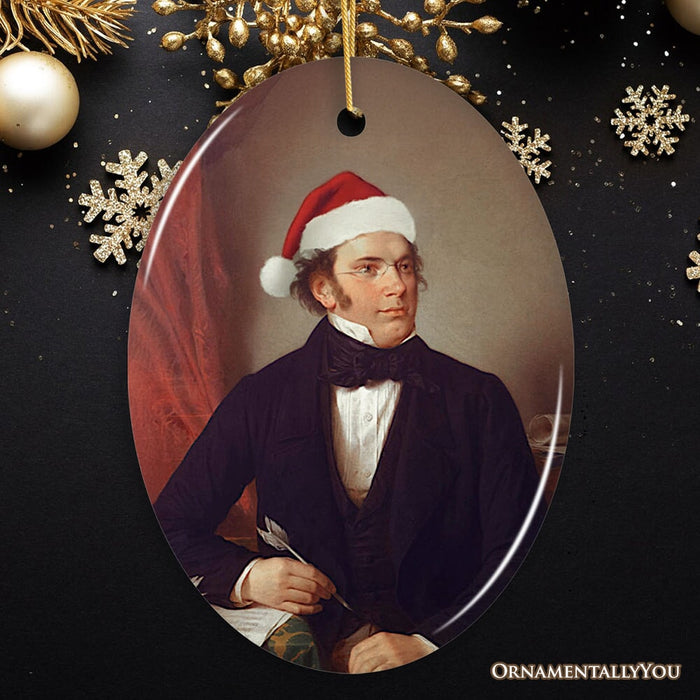Santa Schubert Christmas Ornament, Composer Holiday Gift for Classical Musicians Ceramic Ornament OrnamentallyYou Oval