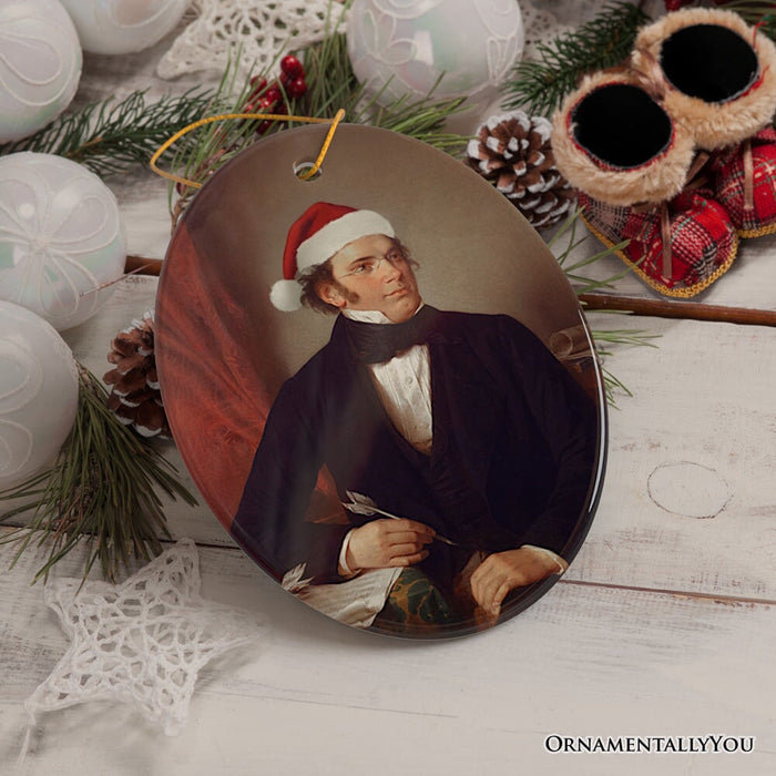 Santa Schubert Christmas Ornament, Composer Holiday Gift for Classical Musicians Ceramic Ornament OrnamentallyYou