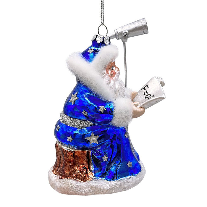 Santa the Astronomer Glass Christmas Ornament, Science and Astronomy Themed Holiday Gift Glass Ornament OrnamentallyYou