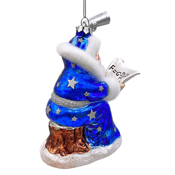 Santa the Astronomer Glass Christmas Ornament, Science and Astronomy Themed Holiday Gift Glass Ornament OrnamentallyYou