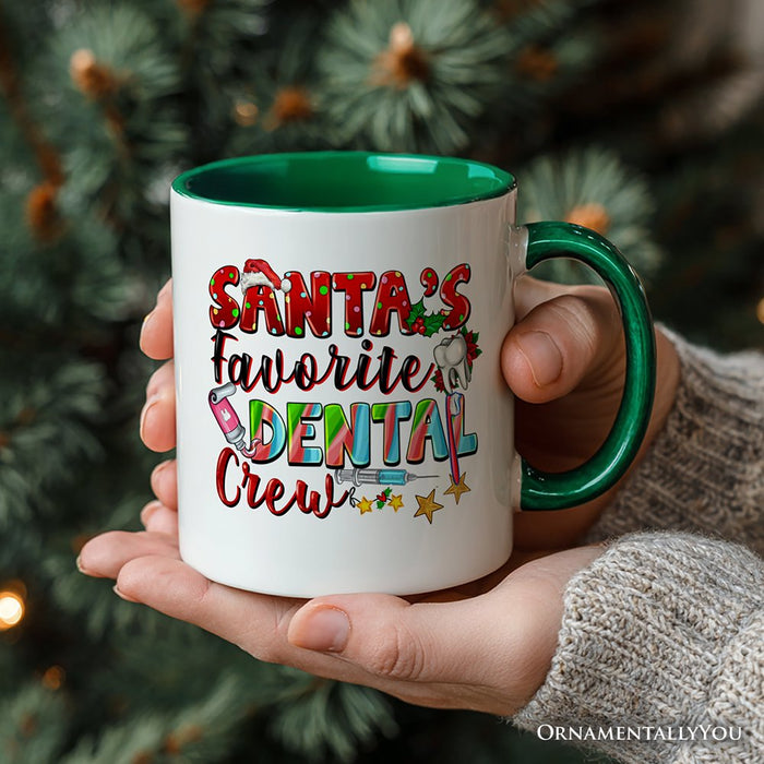 Santa’s Favorite Dental Crew Christmas Personalized Mug, Dentist Office Gift with Custom Name Personalized Ceramic Mug OrnamentallyYou