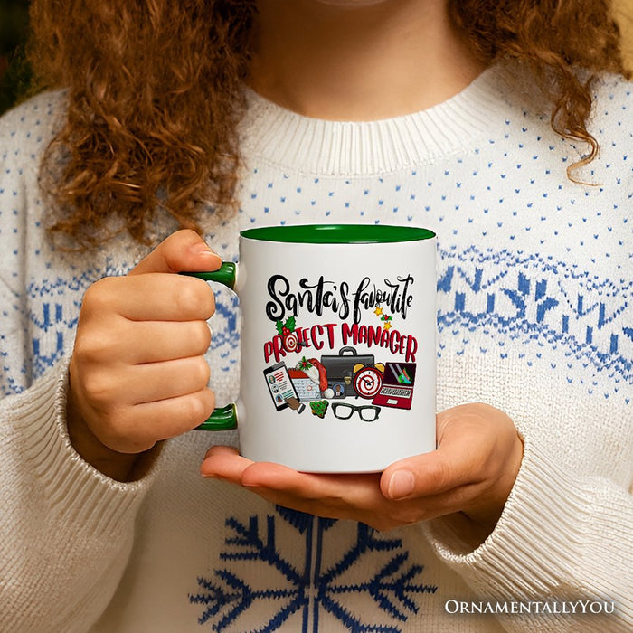 Santa’s Favorite Project Manager Personalized Mug, Business Team Coordinator Gift with Custom Name Personalized Ceramic Mug OrnamentallyYou
