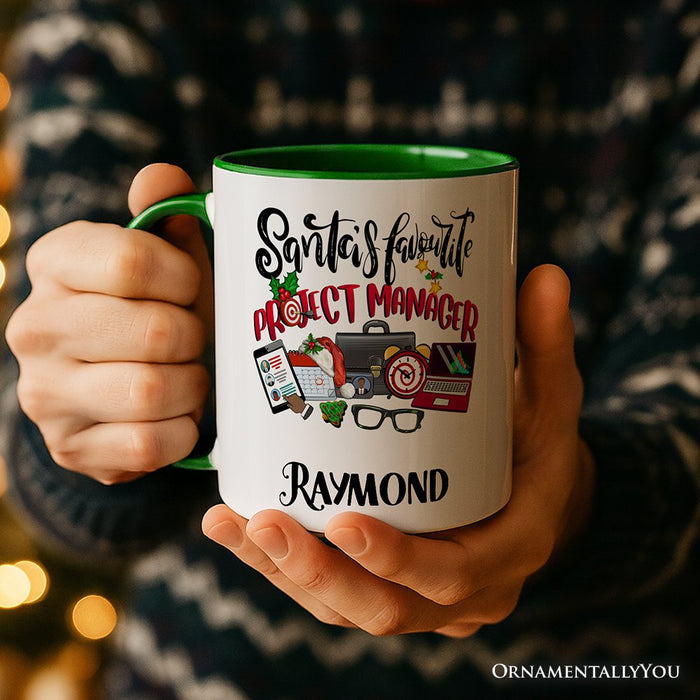 Santa’s Favorite Project Manager Personalized Mug, Business Team Coordinator Gift with Custom Name Personalized Ceramic Mug OrnamentallyYou