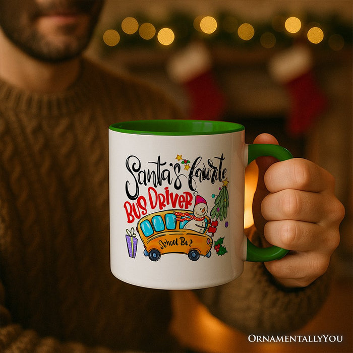 Santa’s Favorite School Bus Driver Personalized Mug, Appreciation Christmas Gift with Custom Name Personalized Ceramic Mug OrnamentallyYou