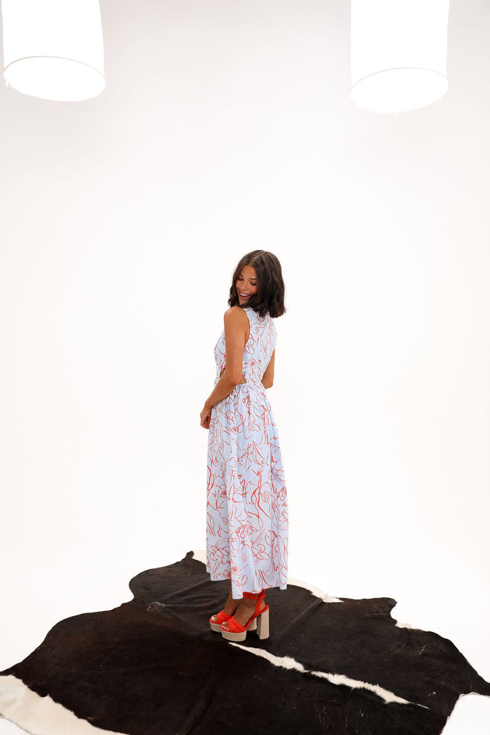 Santorini Dreams Maxi Dress - Blue