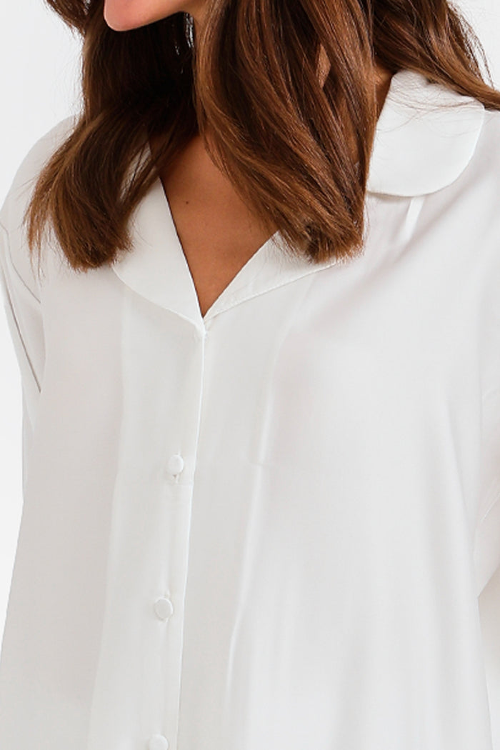 Satin Feather Cuff Pyjama Set