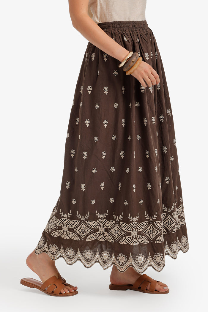 Scalloped-Hem Maxi Skirt
