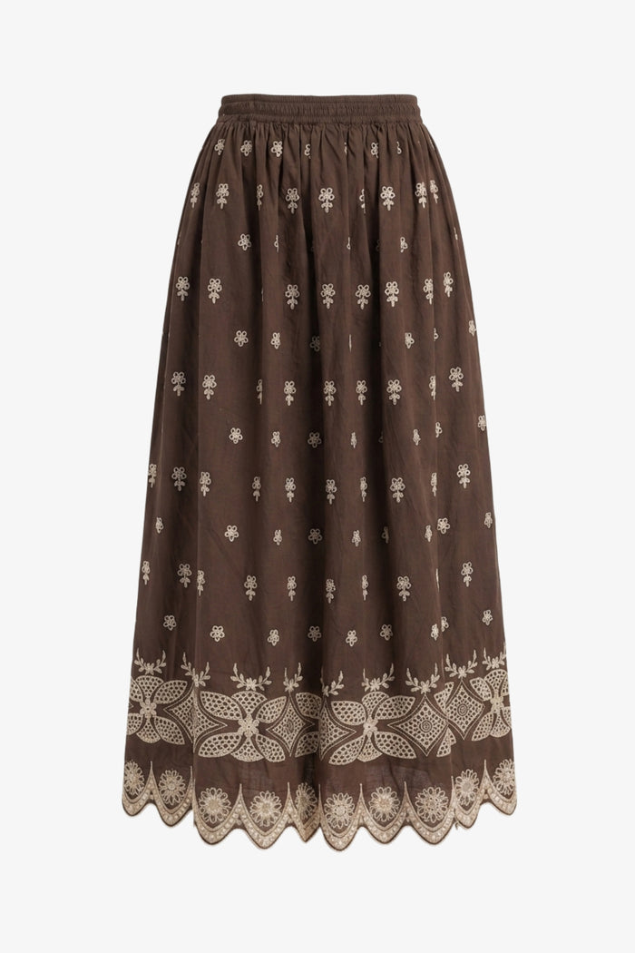 Scalloped-Hem Maxi Skirt