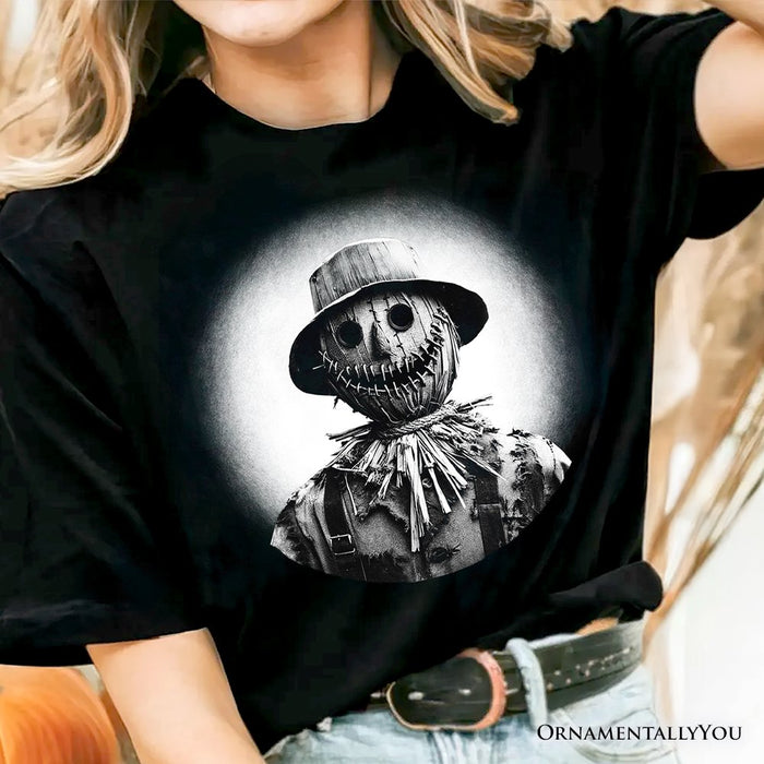 Scarecrow Spooky Portrait T-Shirt, Horror Villain Theme Halloween Tee T-Shirts OrnamentallyYou