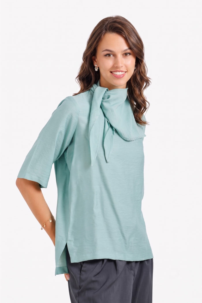 Scarf-Neck Blouse