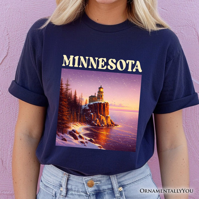 Scenic Minnesota State Split Rock Lighthouse T-Shirt, Lake Superior Landmark Tee and Travel Souvenir T-Shirts OrnamentallyYou