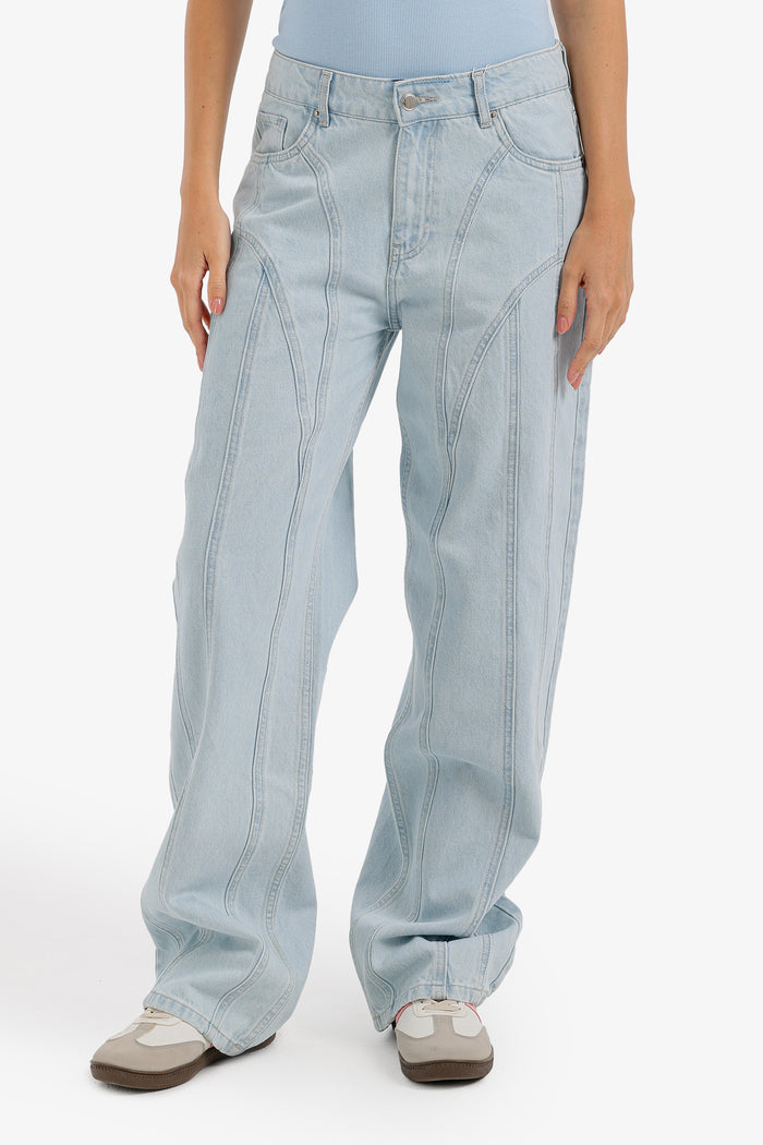 Seam-Detail Denim Pants