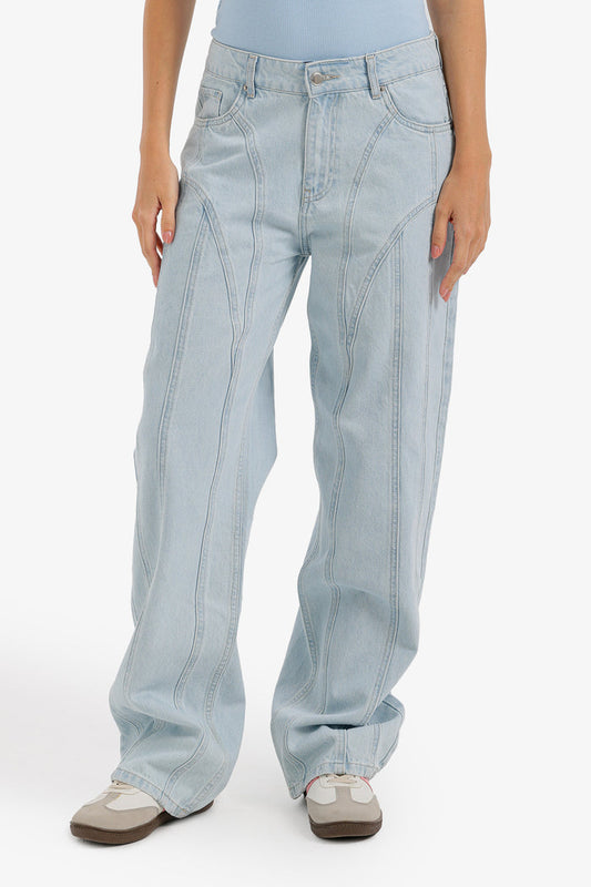 Seam-Detail Denim Pants