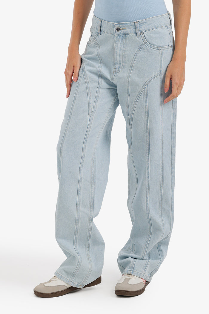 Seam-Detail Denim Pants