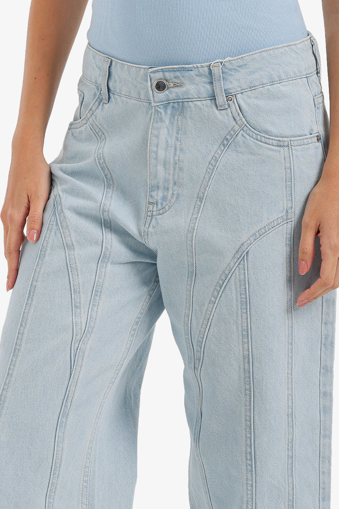 Seam-Detail Denim Pants