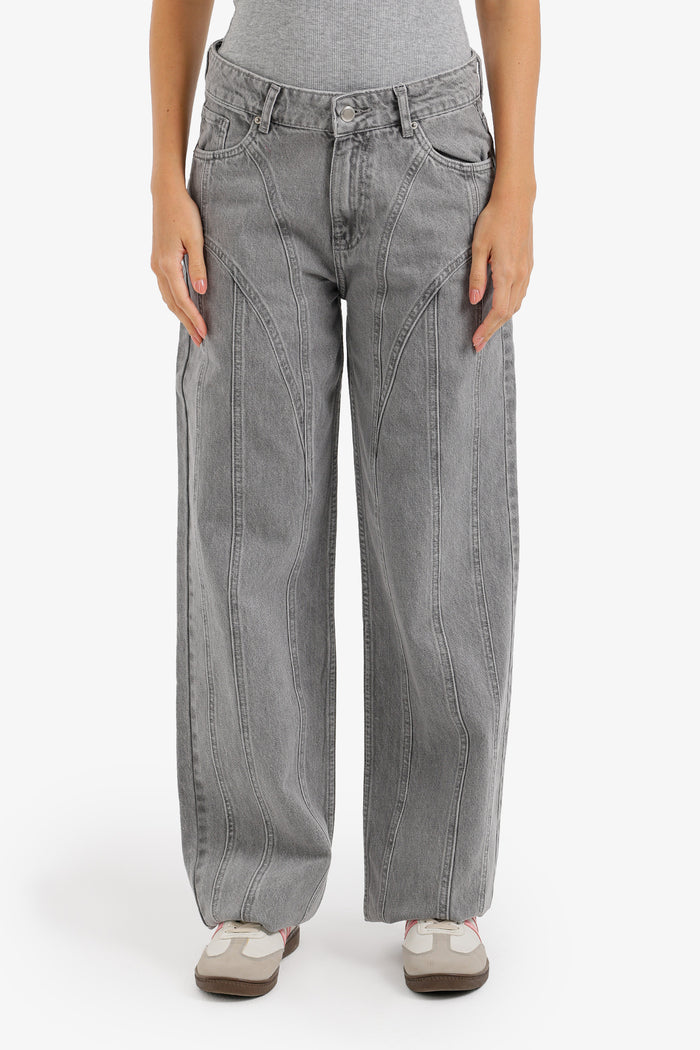 Seam-Detail Denim Pants