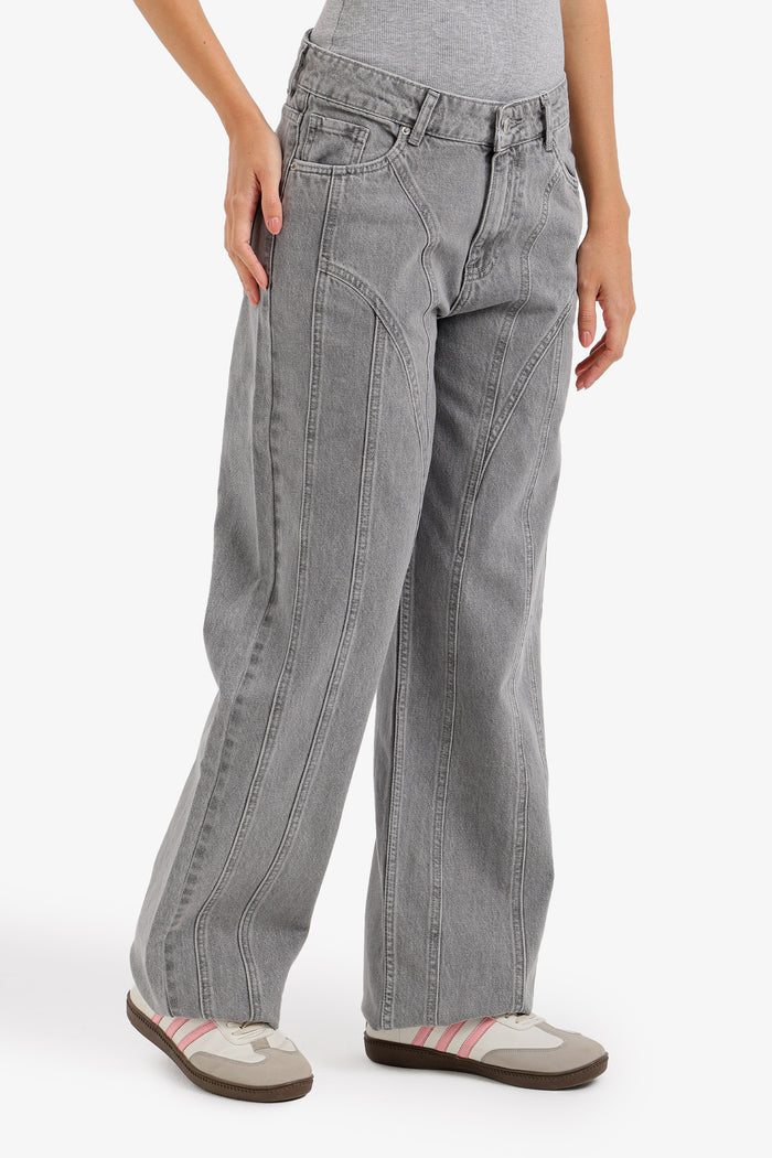 Seam-Detail Denim Pants