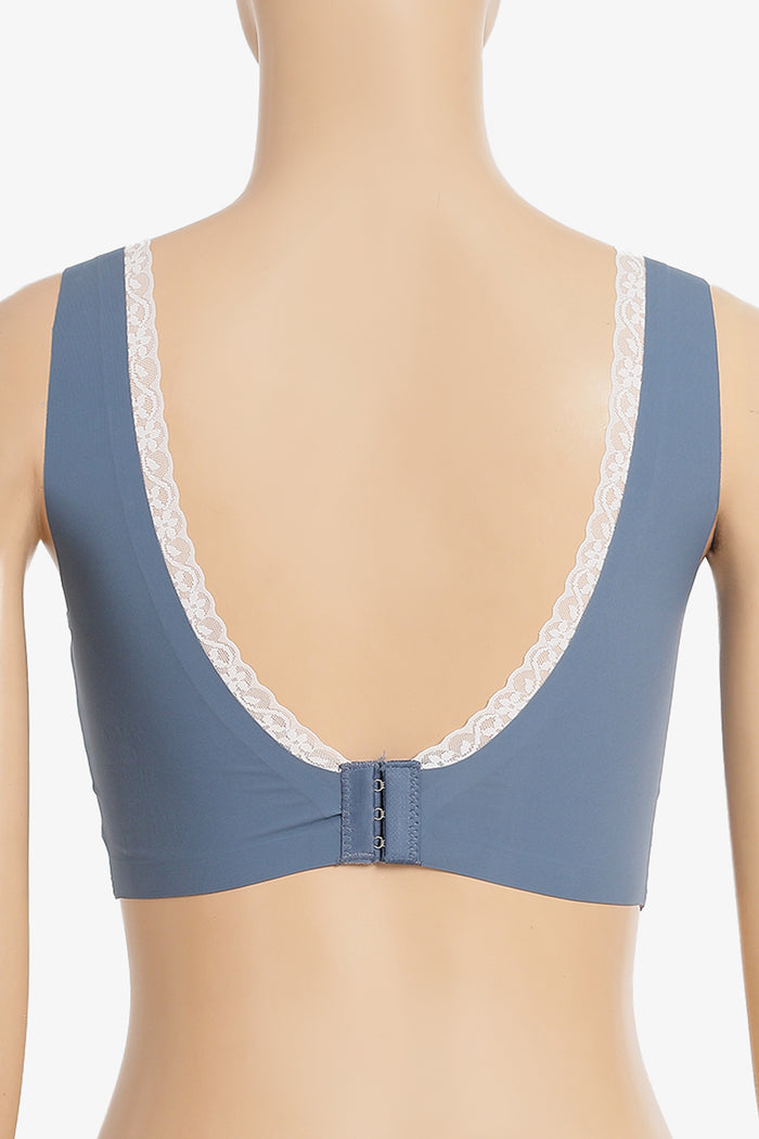 Seamless Lace-Trim Back Bra