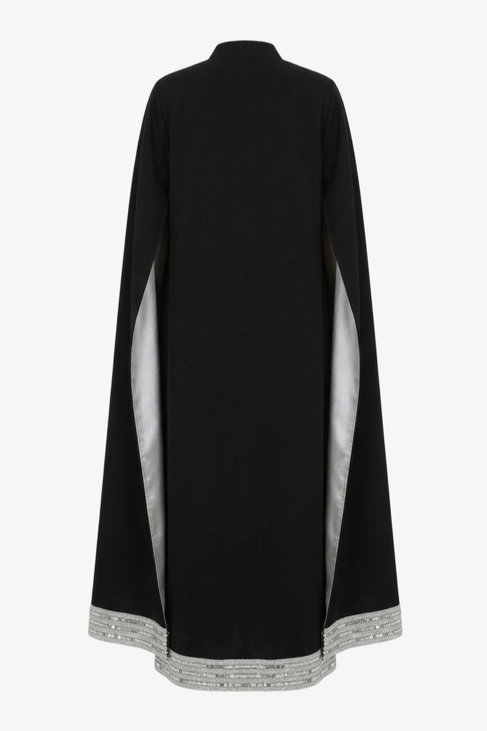 Sequin-Trimmed Cape Kimono