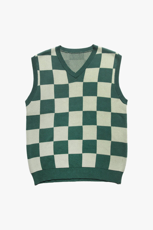 Service Works - Checkerboard Knitted Vest - Green