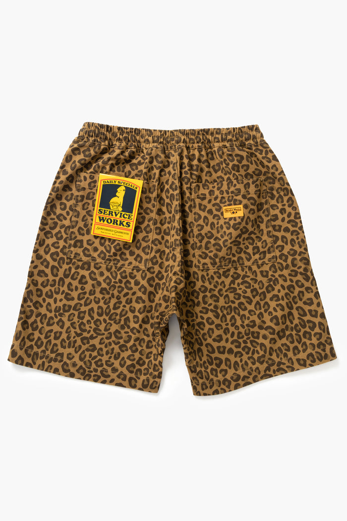 Service Works - Patterned Chef Shorts - Brown Leopard
