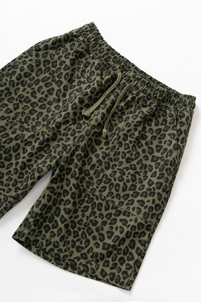 Service Works - Patterned Chef Shorts - Green Leopard