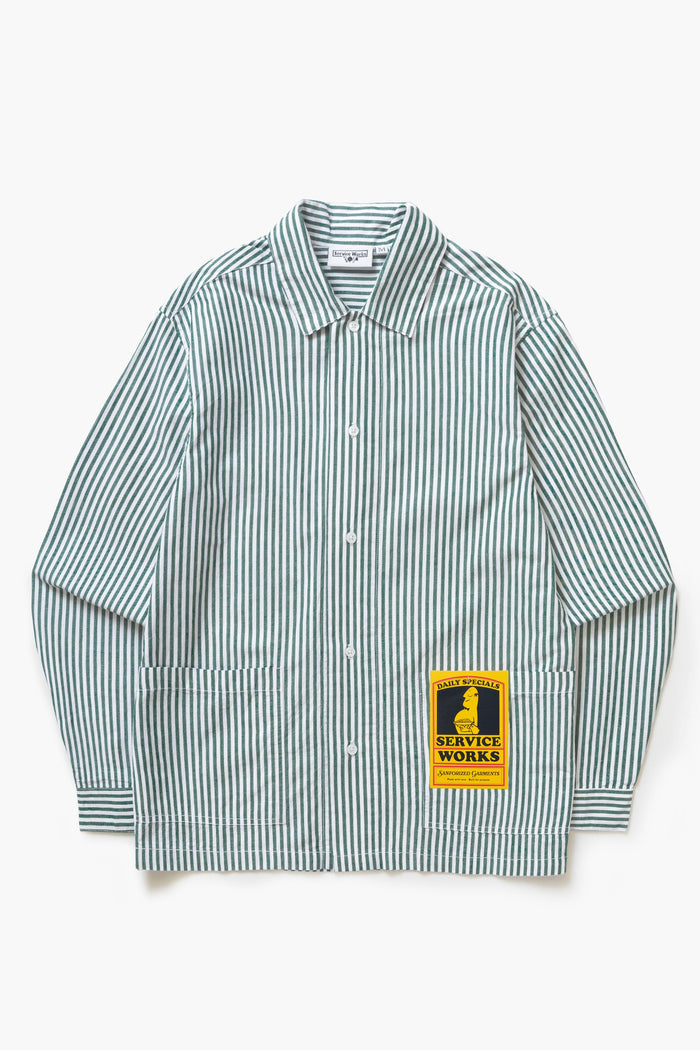 Service Works - Poplin Stripe Waiter Shirt - Forest