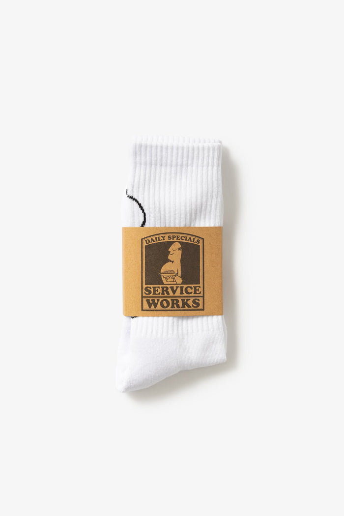 Service Works - Salt + Pepper Socks - White