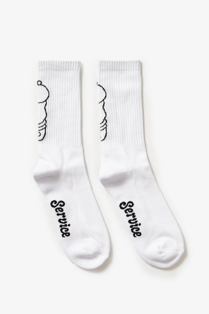 Service Works - Salt + Pepper Socks - White